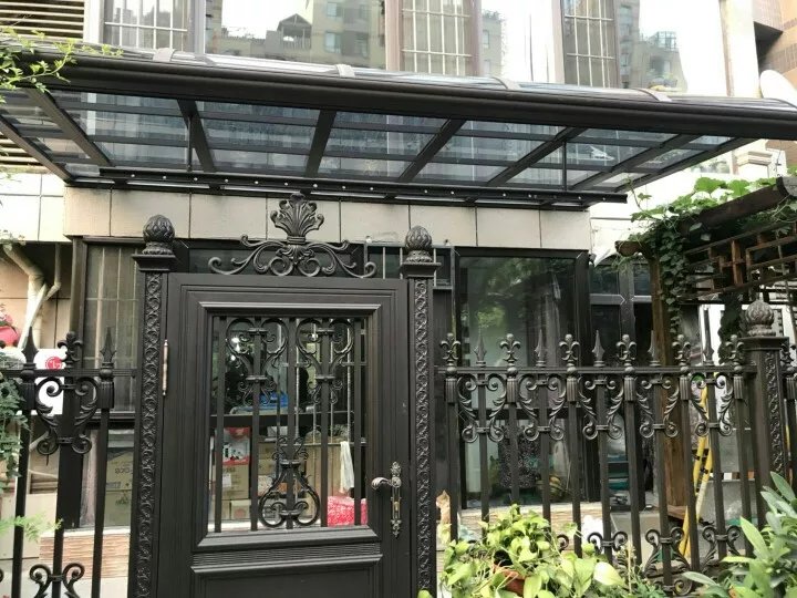定制pc耐力板铝合金雨棚窗户门头铝合金型材雨篷