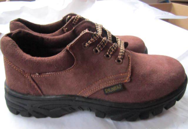 供应商批发防砸透气低帮棕色翻毛牛皮劳保鞋安全防护鞋全国