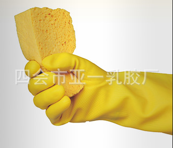 亚一牌黄乳胶防护手套加厚耐磨防滑牛筋手套工业防护