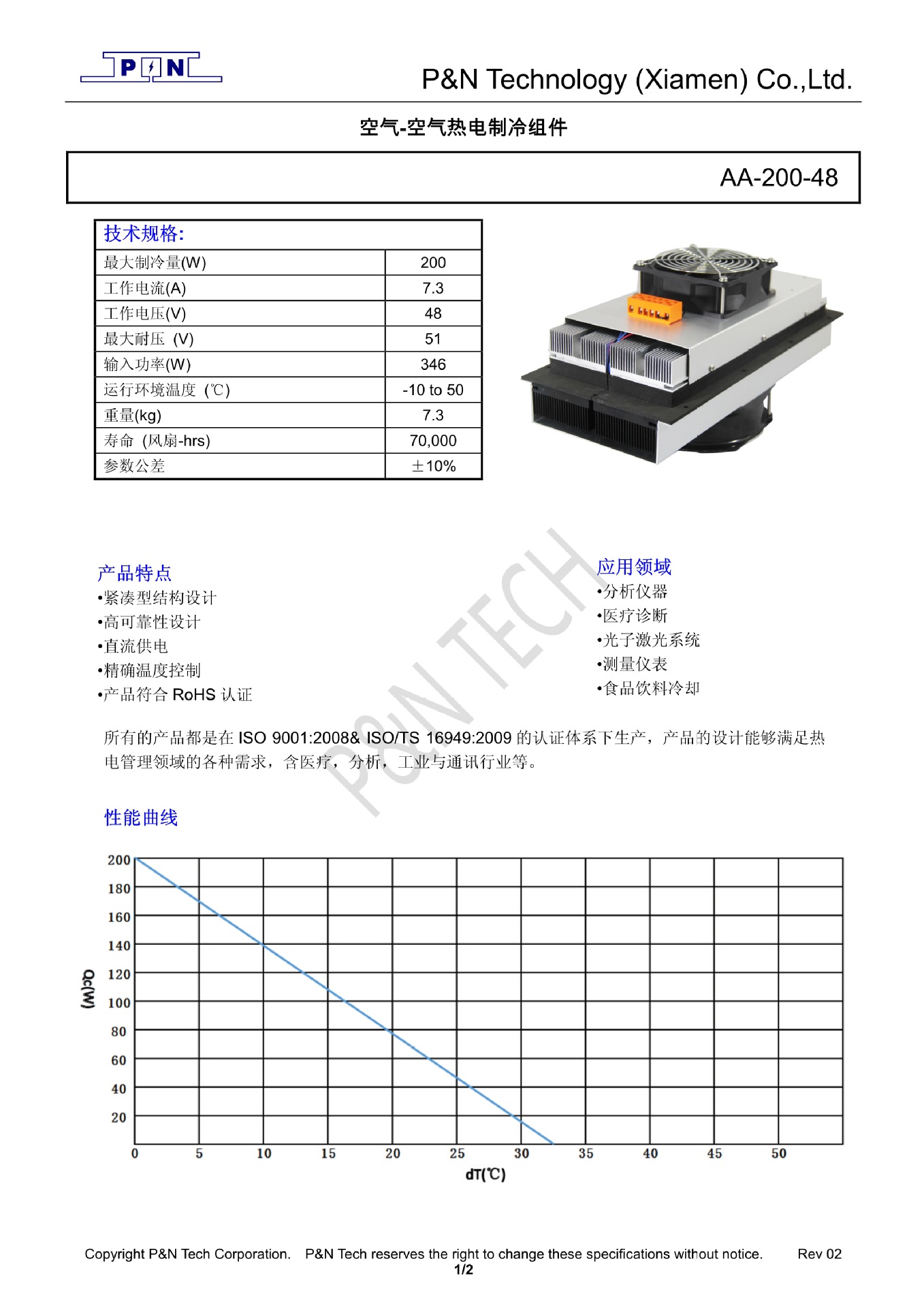 200w 48v 半导体制冷器 通讯机柜 小冰箱 电子制冷