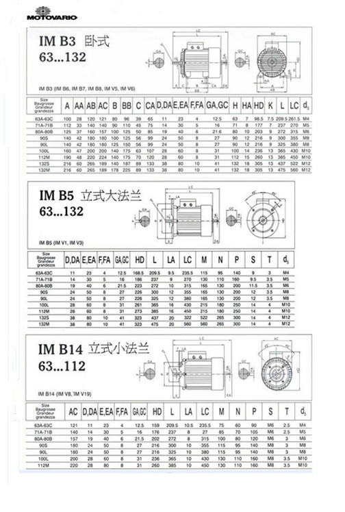 意大利MOTOVARIO电机参数尺度图03