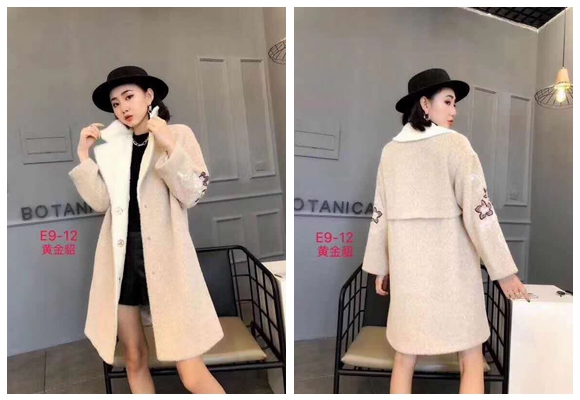 广州品牌女装扣头黄金貂绒大衣进货途径