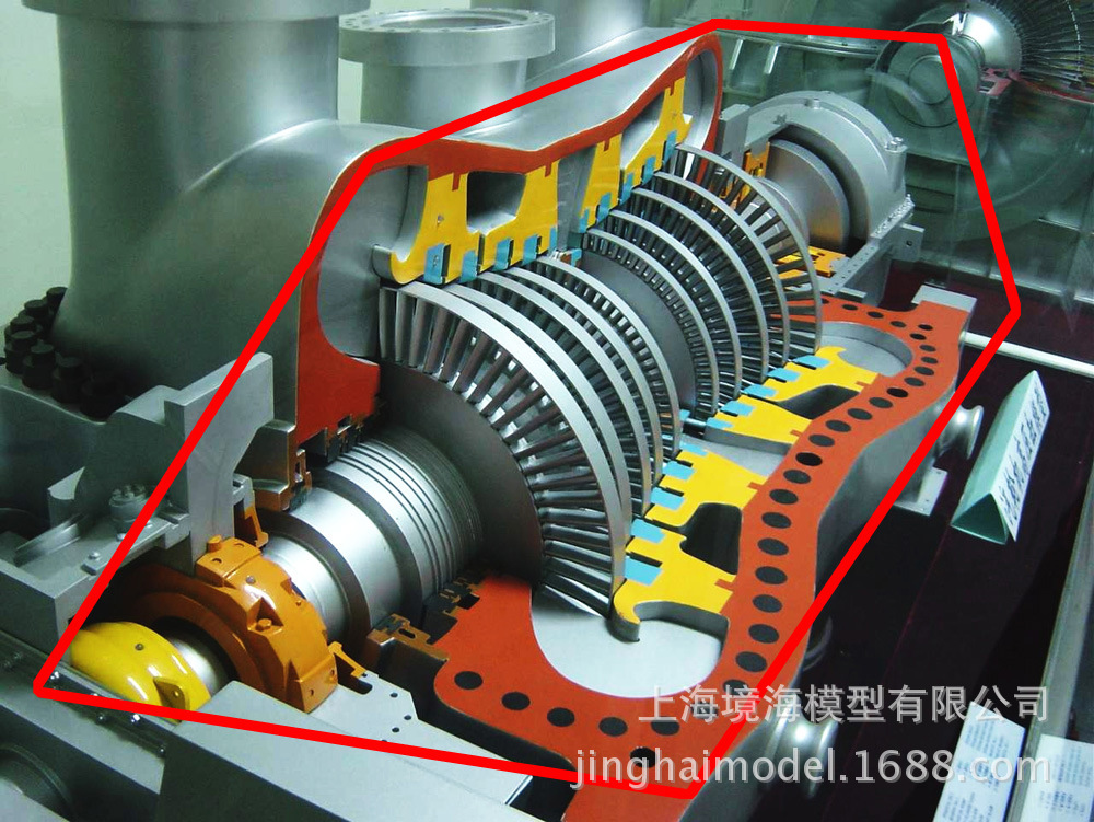 高压涡轮发动机机械剖面模型 灯火跑动体现 动态灯火