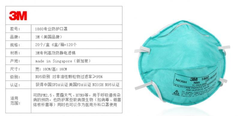 3M1860S防护口罩